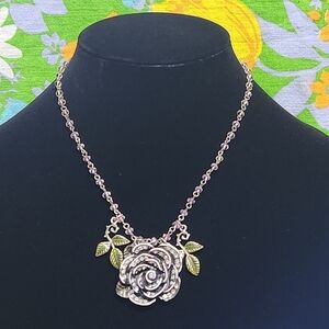 Betsey Johnson Vintage Y2K Rhinestone Rose Pink Facet Bead Necklace